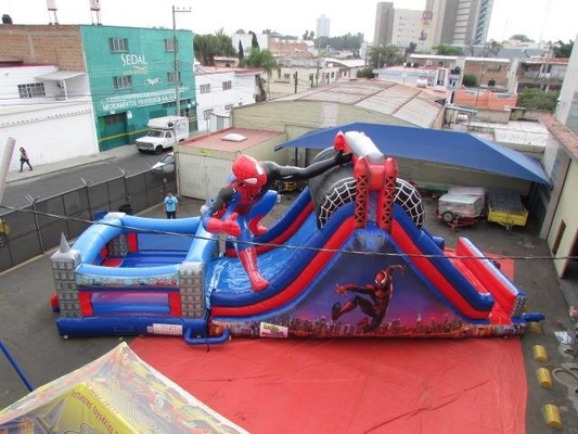 スパイダーマンの主題の膨脹可能な城のコンボの跳ね上がりの家の子供のための跳躍の警備員のスライド