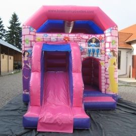 ピンクの防水 Combo Bounce House With 王女の単一のスライド