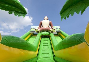 大きいゴリラの膨脹可能な商業膨脹可能なスライドの緑は娯楽のためのスライドを乾燥します