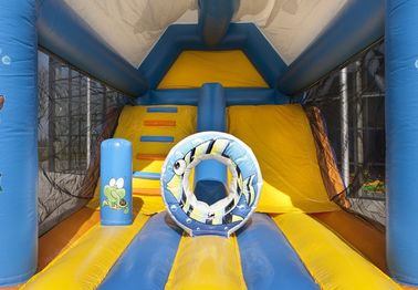 Seaworld のコンボのジャンパーの使用料の Inflatables の跳ね上がりの家の青 0.55mm ポリ塩化ビニール