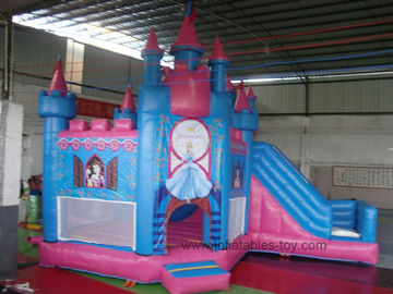 Pink Durable PVC Castle 王女のコンボの跳ね上がりの家レンタル ビジネス使用