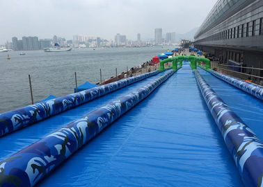 長くおかしい青 3 の車線 1000ft 都市スリップ スライド膨脹可能な水スライド