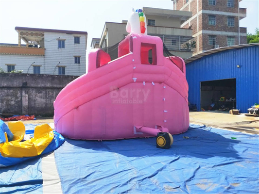 CommericalのBouncer With Pool Slide膨脹可能な地下水公園の移動式ピンクの王女