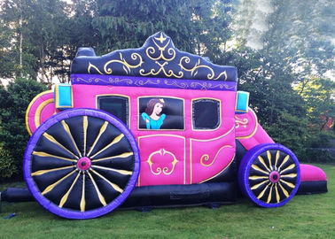 12'はx 18'かカスタマイズされたサイズ ピンクのInflatable Carriage Castle With王女の印刷をからかいます