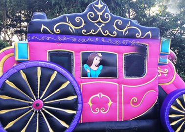 12'はx 18'かカスタマイズされたサイズ ピンクのInflatable Carriage Castle With王女の印刷をからかいます