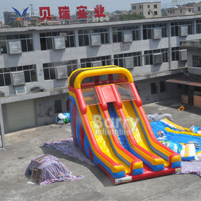 0.55mmポリ塩化ビニールの二重車線の爆発のスライドの膨脹可能な子供の遊び場のためのスライドのおもちゃ