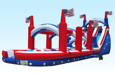 屋外18Foot Hignt膨脹可能な水スライドすべてスリップのスライドが付いている米国旗