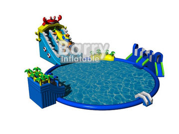 商業でき事のための大きいプールが付いている青いseaworldの遊園地装置