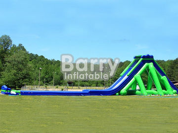 芝生のための緑および青の巨大で膨脹可能なスライド ポリ塩化ビニールの物質的で大きく膨脹可能なスライド