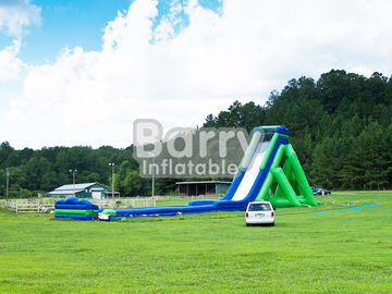芝生のための緑および青の巨大で膨脹可能なスライド ポリ塩化ビニールの物質的で大きく膨脹可能なスライド