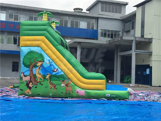 0.55mm PVC 城 跳ね上がる家 スライド ジャングル 動物 テーマ 膨張式 スライド