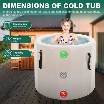 丸型ポータブル水池 充気式氷浴台 PVC ドロップ 縫合式温水浴台 ハンドポンプと修理キット