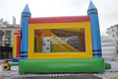 ポリ塩化ビニールの防水シートの膨脹可能なコンボの5x4x3.6mの子供のスライドが付いている膨脹可能な跳ね上がりの家
