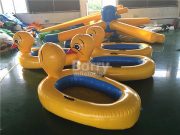大きく黄色いアヒル動物はロゴの印刷を用いるプールのための膨脹可能な水おもちゃを浮かべます