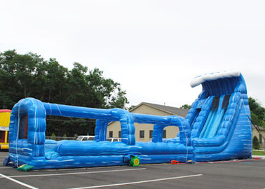 プールが付いている巨大な大人の青く長い二重膨脹可能なスリップそしてスライド