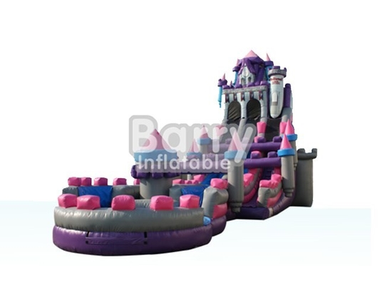 Castle Inflatable BSCIの王女水スライドの紫色のピンクの灰色色