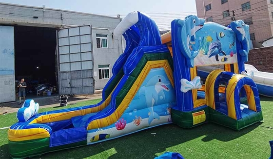 オーダーメイド イルカ 跳ね返る家 スライド 潜水世界 テーマ ジャンピング 城 子供向け