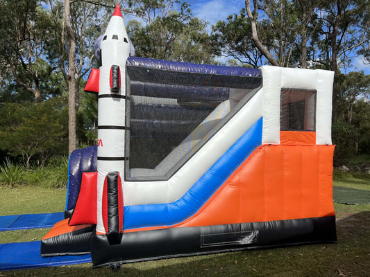 子供向け スライド付き スペースシャトル ボンブハウス ジャンプクライミング