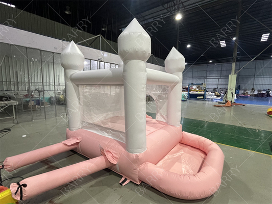 3.3x3m 白とピンク 美しい 膨らませられる結婚式 ボランサー スライド コンボ ジャンピングキャッスル スライド