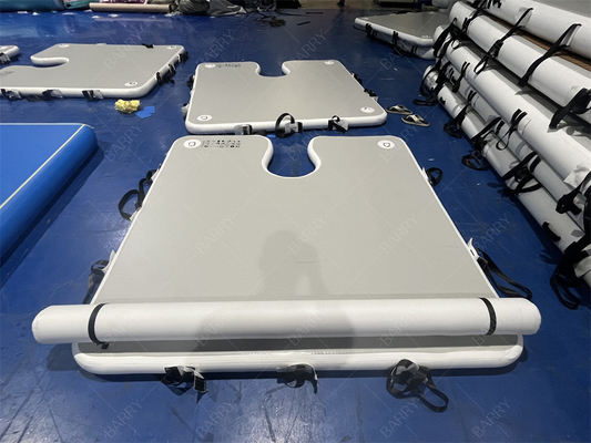 豪華な水上スポーツゲーム 2x2x0.1m グレー 充気式ドック 停泊用の着陸マット