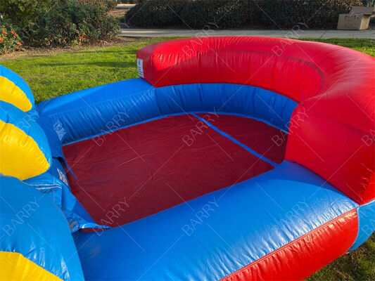 レインボーテーマの水上スライド プール付き 子供向け 屋外色とりどりの水上遊び具 ボールピット付き