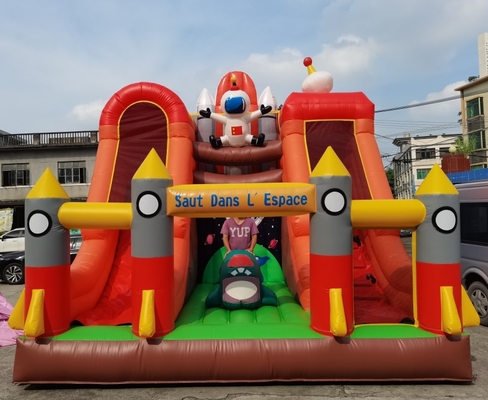 膨脹可能な跳躍に跳ねることが子供のためのロケットのスライドを城郭で囲む5mLX5mWX6mHはパーティを楽しむ