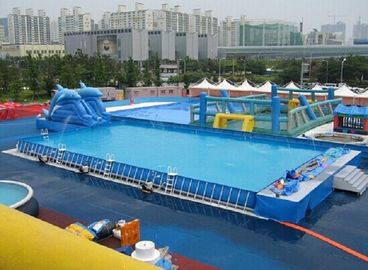 耐久の裏庭の地上の金属フレームのプールの青く膨脹可能なプール 0.9 ポリ塩化ビニールの防水シート