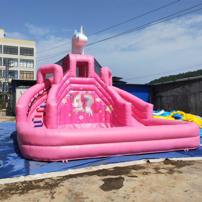 CommericalのBouncer With Pool Slide膨脹可能な地下水公園の移動式ピンクの王女