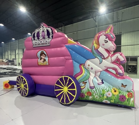 カートンテーマ 膨らませられる跳び屋スライド コンボ ユニコーン 馬 跳び城スライド