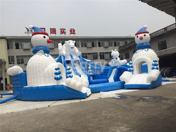 屋外のすばらしいくまスライドの青および白の膨脹可能な水公園
