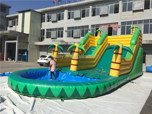 ココヤシの木の膨脹可能なWaterslide 12X5mの炎-抑制剤