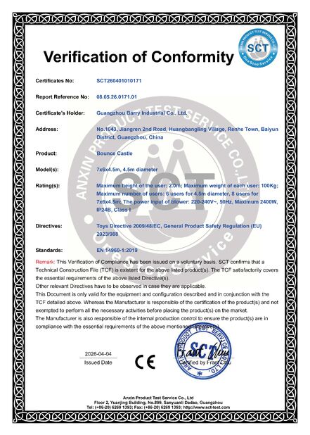 中国 Guangzhou Barry Industrial Co., Ltd 認証