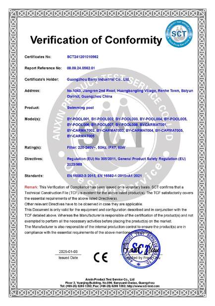 中国 Guangzhou Barry Industrial Co., Ltd 認証